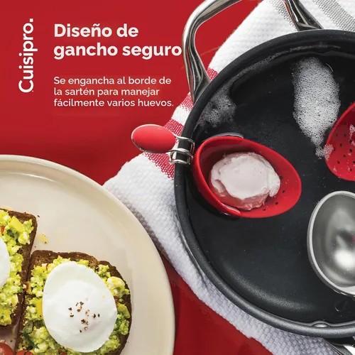 Vista 3 de Browne & Co Cuisipro Egg - Juego de 2 cazadores furtivos de silicona, color rojo