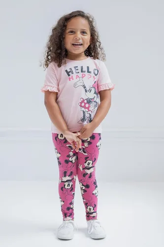 Vista 5 de Disney Minnie Mouse - Conjunto de camiseta y leggings florales de péplum para bebés y niños grandes (12 meses - 14-16)