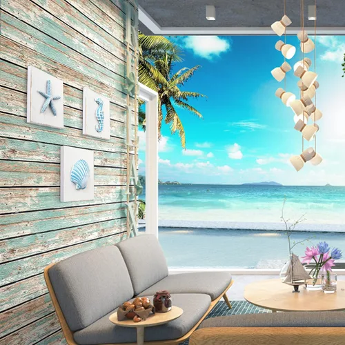 Vista 7 de LotFancy Decoración de pared de playa, paquete de 4, decoración 3D de conchas marinas, estrellas de mar, caballito de mar y boya salvavidas