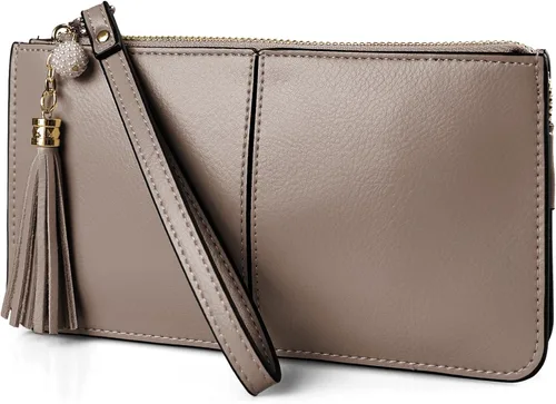 Vista 19 de befen Clutch de Muñeca de Cuero Genuino para Mujeres Ultra-Delgado Portador de Tarjetas de Crédito para Damas Cartera Monedero con Protección RFID