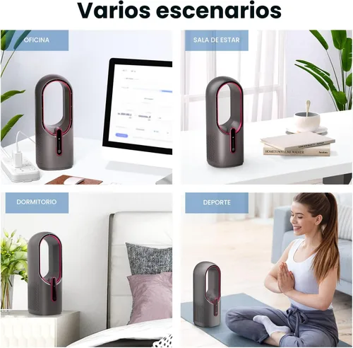 Vista 6 de KONSIDEN Ventilador de escritorio sin aspas, ventilador de oficina de 11.8 pulgadas, pequeño, silencioso, ajuste de 3 velocidades, control táctil