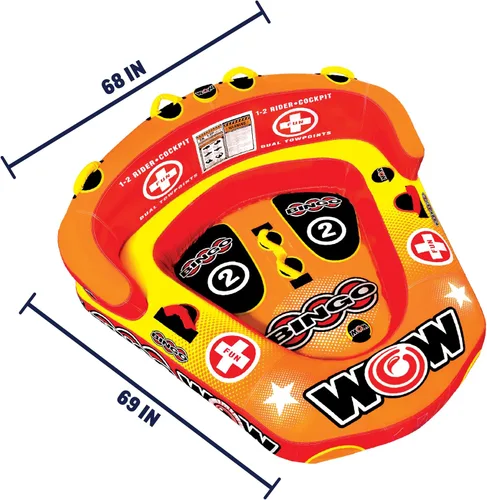 Vista 4 de WOW World of Watersports - Inflable de bingo, tabla para remolcar con cabina para sentarse segura. Puntos de remolque adelante y atrás