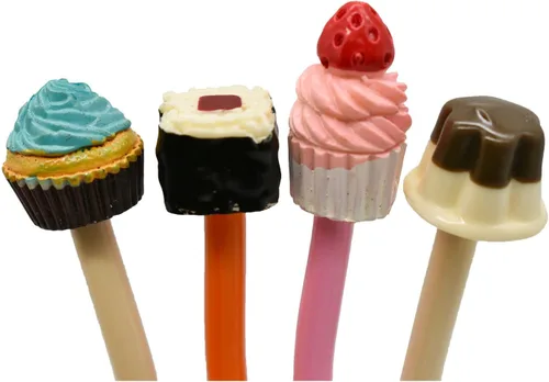 Vista 2 de 8 bolígrafos de comida novedosos divertidos para hamburguesas, sándwich, cupcakes, pudines divertidos, bolígrafo de sushi, tinta negra para escuela