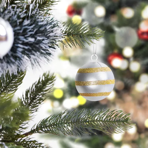 Vista 8 de Angoily Tapas de adorno de Navidad, 100 piezas de repuesto para adornos de Navidad, accesorios de bolas para colgar creativamente con soporte