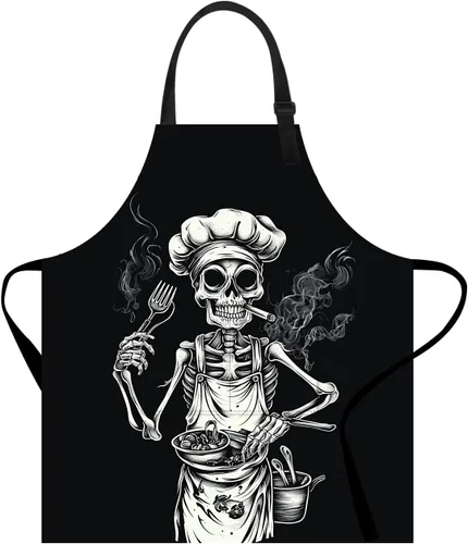 Vista 11 de Delantal de cocina para el hogar, cocina, horneado, jardinería, para mujeres y hombres, con bolsillos, delantal impermeable, 32 x 28 pulgadas