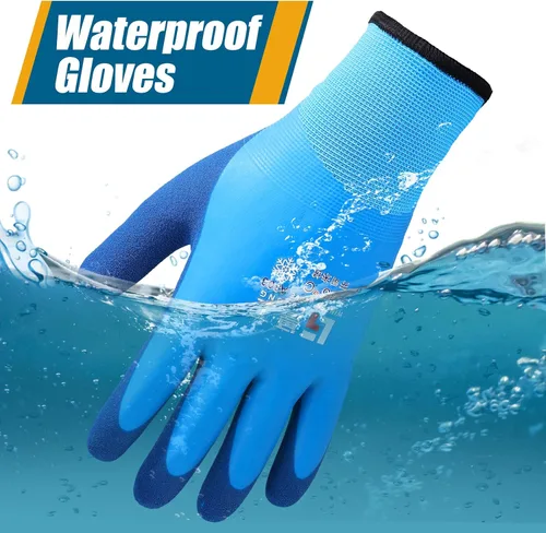 Vista 4 de Guantes de trabajo de invierno impermeables para hombre Guantes térmicos aislados Guantes cálidos de congelador para trabajo en clima frío