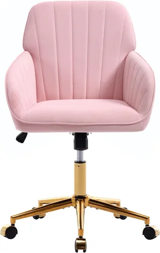 Vista 7 de Silla de escritorio de oficina en casa, silla de tocador, moderna silla con respaldo bajo ajustable de terciopelo, silla de oficina tapizada