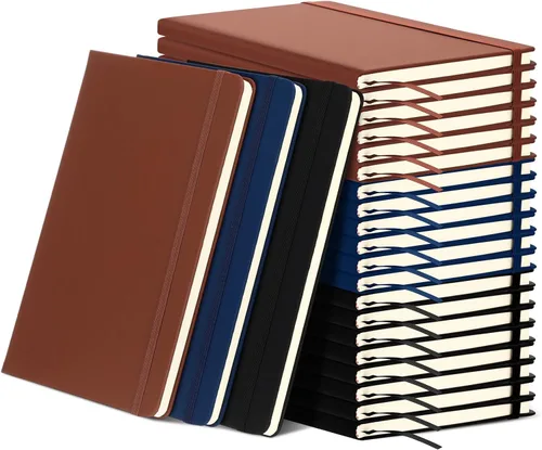 Vista 8 de Honoson 20 Pack Lined Journal Notebooks A5 Hardcover Executive Notebook 5.5" x 8.3" PU Leather Wide Ruled Journals Bulk with Elastic Band for Home