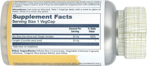 Vista 2 de Solaray Quelato de aminoácidos de zinc 50 mg VCapsules, 100