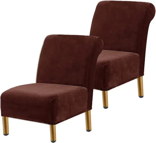 Vista 27 de Funda para silla decorativa sin brazos, de terciopelo elástico, extraíble, lavable, protector moderno de muebles con parte inferior elástica