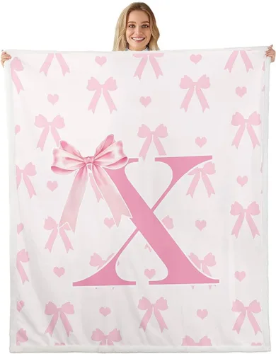 Vista 8 de Manta de franela rosa con lazo, estilo princesa, manta de forro polar de ensueño para decoración del hogar, sofá, sofá, manta romántica de forro