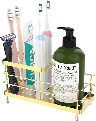 Vista 9 de Luxspire Toothbrush Holders for Bathroom, Stainless Steel, 2 Slots, Black Negro