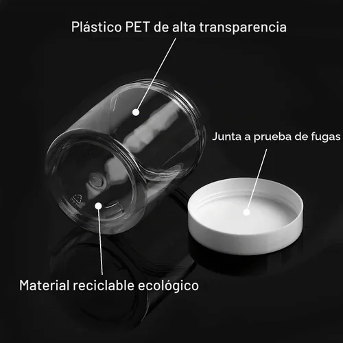 Vista 3 de KEILEOHO Paquete de 24 recipientes redondos de plástico de 8 onzas, recipientes de slime transparentes con tapas blancas, recipientes de slime