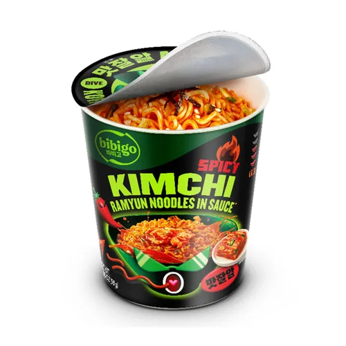 Vista 2 de Bibigo Ramyun Ramen Fideos, Kimchi picante, 3.45 onzas (paquete de 4)