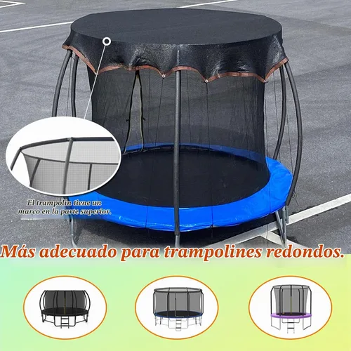 Vista 7 de Funda de sombra para cama elástica redonda de 10 pies, cubierta redonda para cama elástica al aire libre para protección solar y bloqueo de hojas