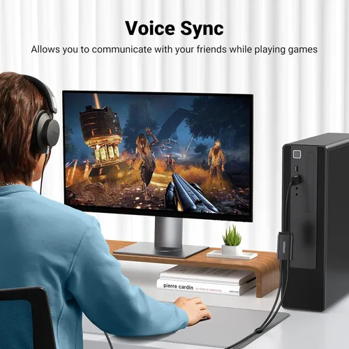 Vista 3 de UGREEN Adaptador de audio USB, con tarjeta de sonido estéreo externa, con auriculares de 3,5 mm y micrófono, con conector, para Windows, Mac, Linux