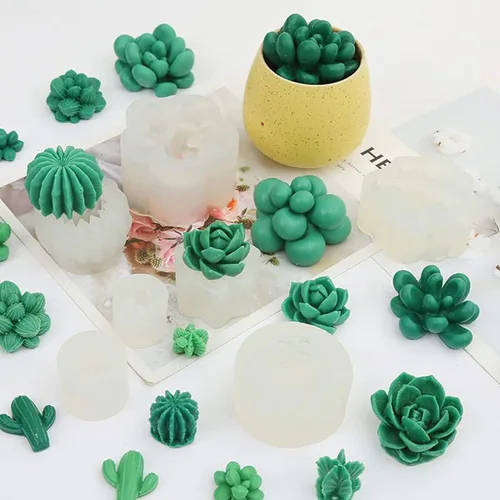Vista 3 de 9 moldes de silicona para suculentas, moldes de resina de flores de cactus 3D, moldes de arcilla de cactus, molde de pastel de flores, moldes