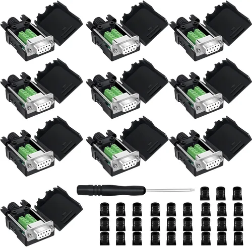 Vista 11 de 10 conectores DB9 macho Breakout, conectores RS232 de 9 pines, placa de módulo adaptador serie D-SUB RS485 sin soldadura con terminales de tornillo