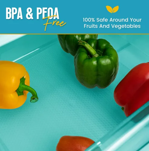Vista 7 de Revestimientos para estantes de refrigerador (paquete de 8) de Linda’s Essentials - Forro para estantes o cajones sin adhesivo, alfombrillas