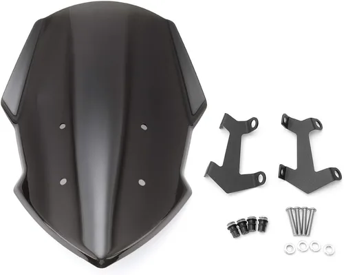 Vista 2 de Parabrisas de motocicleta MT07 FZ07 con soporte de montaje compatible con Yamaha MT-07 FZ-07 MT 07 FZ 07 2018 2019 2020 (color: negro)