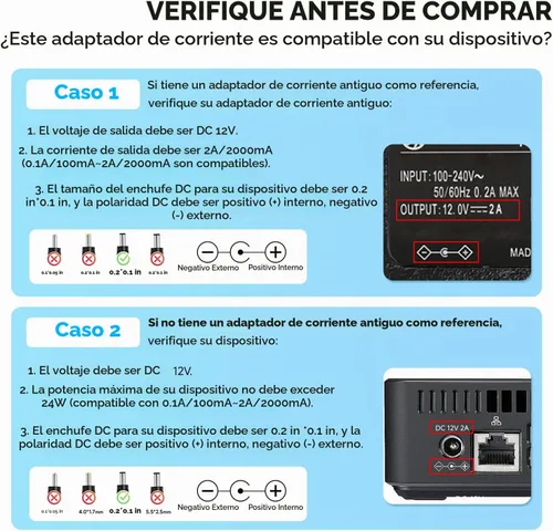 Vista 9 de Adaptador de corriente CA 100-240V a CC 12V 2A (2000mA) y cable divisor de alimentación de 4 vías para cámaras de seguridad CCTV/DVR/NVR/Tira