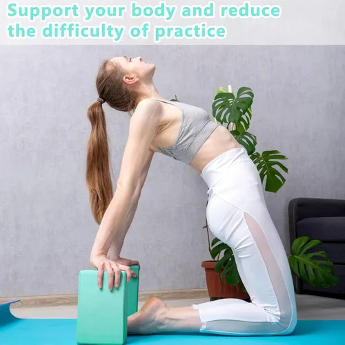 Vista 3 de Bloques de yoga a granel, bloques de espuma EVA de alta densidad, accesorios de yoga, mejoran la fuerza y ayudan al equilibrio y la flexibilidad