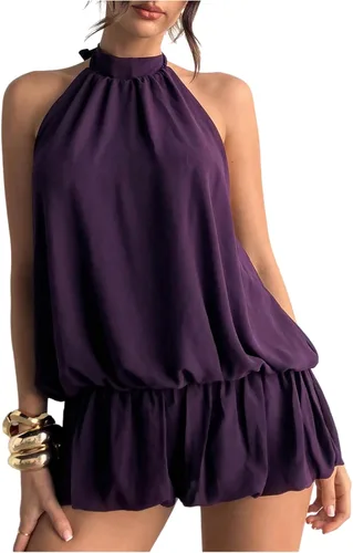 Vista 26 de Floerns Mini vestido sin mangas con volantes y dobladillo de burbujas para Café