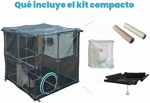 Vista 7 de INTURN Catio - Recinto para gatos al aire libre, kit compacto para exteriores e interiores (kit compacto)