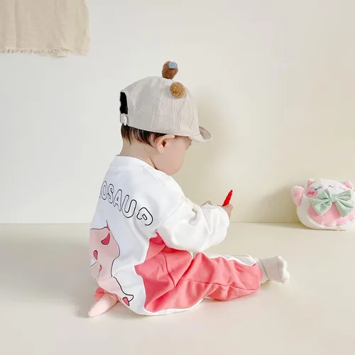 Vista 5 de TONWHAR Mameluco unisex de manga larga para bebé, overol de algodón de una pieza con estampado animal para niños y niñas