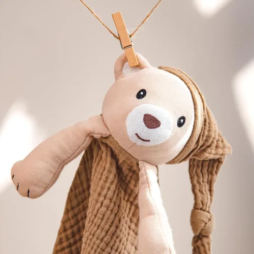 Vista 4 de lulumoon Manta de seguridad de oso para bebés: muselina agradable para la piel, ideal para viajes y guarderías, regalo para recién nacidos para baby