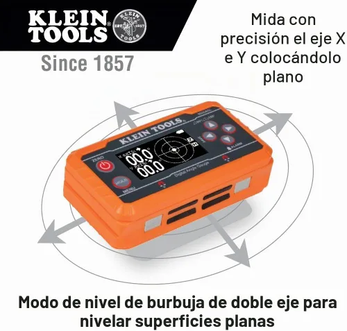 Vista 2 de Klein Tools 935DAGL Buscador de Ángulos de Nivel Digital con Ángulos Programables, Mide 0-90 y 0-180 Grados o Rangos de Ojo de Buey de Doble Eje