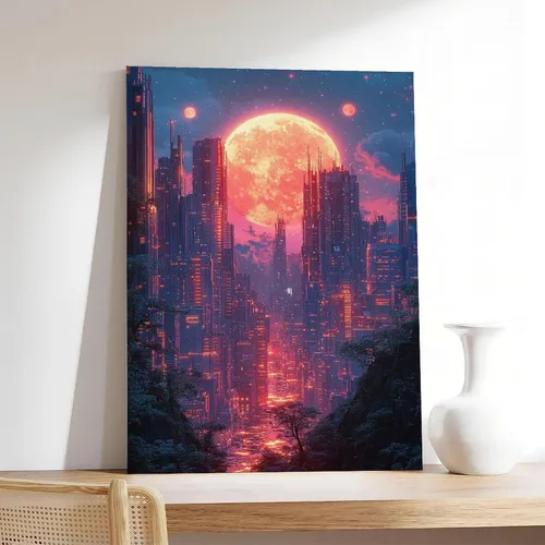Vista 7 de XAHOR Cyber Y2K Vaporwave Wall Art – Retro Futuristic Poster for Aesthetic Room Decor Canvas Poster Wall Art Decor Print Picture Paintings for