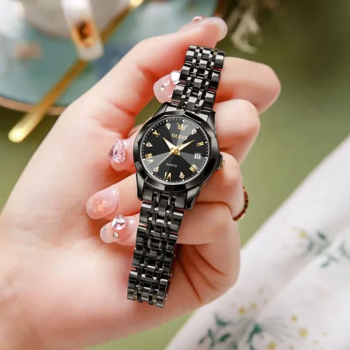 Vista 16 de OLEVS Reloj de mujer con diamantes de moda, analógico, de cuarzo, de acero inoxidable, para mujer, pequeño, para fecha, impermeable, luminoso