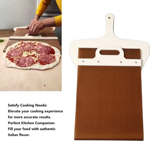 Vista 3 de Vikye Pala deslizante para pizza, pala de pizza con mango ligero, pala de madera, espátula de pala de agarre cómodo para hornear pizza casera cocina