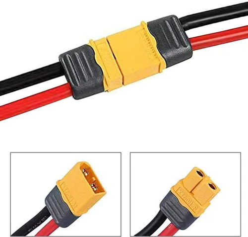 Vista 2 de FLY RC 10 pares Amass XT-60 XT60 XT60 versión mejorada XT60H Enchufes conector adaptador macho y hembra con cable de silicona 12AWG para batería RC