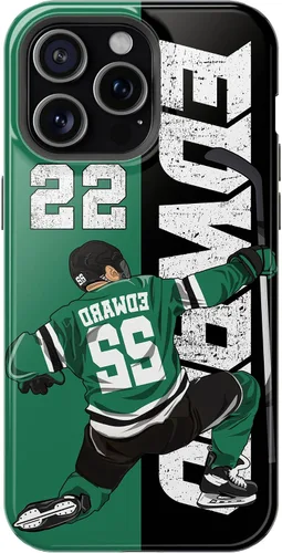 Vista 11 de Funda protectora personalizada con nombre y número de jugador de arte de hockey sobre hielo, compatible con iPhone 16, 15, 14, 12, 13, 11 X, XR, XS