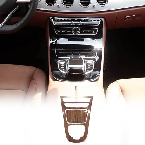Vista 9 de Cubierta del panel de la caja de cambios de la consola central compatible con Mercedes Benz Clase E W213 2016 2017 2018, estilo fibra de carbono