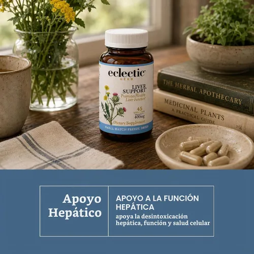 Vista 3 de Hierba ecléctica, cápsulas concentradas de apoyo hepático, desintoxicación, 45 CT, 400 mg