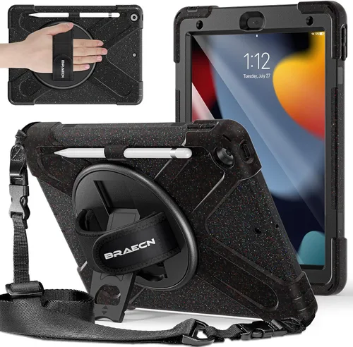 Vista 9 de BRAECNstock - Funda para Apple iPad de 9ª/8ª/7ª generación, de 10.2" 2021/2020/2019, funda protectora a prueba de golpes para niños, con protector