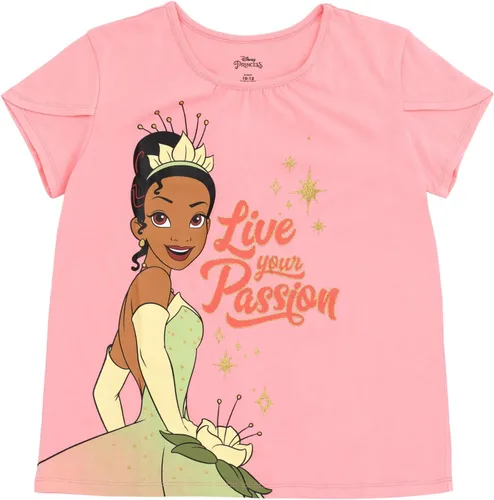 Vista 2 de Disney Princess Moana Frozen - Conjunto de 3 piezas de camiseta de tul con falda de malla y coletero para niñas pequeñas y grandes
