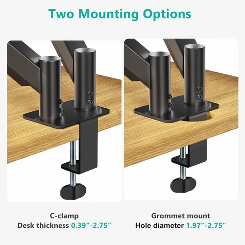 Vista 6 de WALI - Soporte de escritorio para monitor dual para pantallas de 17-32 pulgadas, brazos de monitor dual para 2 monitores, soporta hasta 19.8 lbs