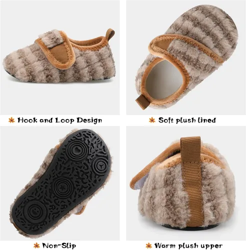 Vista 5 de Scurtain Pantuflas Cálidas de Invierno para Casa de Niños Pequeños Pantuflas de Interior para Casa de Bebés Niños Niñas Zapatos Cómodos Ligeros