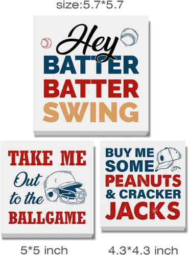 Vista 2 de Decoración de béisbol para el hogar, deportes de béisbol, bandeja escalonada, decoración de 3 piezas, caja de madera decorativa, decoración de mesa