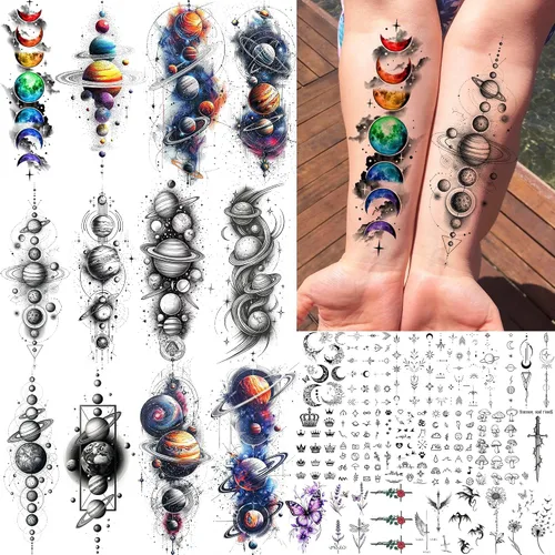 Vista 4 de COKTAK 6 Piezas/Lote Adhesivos Temporales Únicos de Henna Negra para Adultos, Mujeres, Niñas, Pluma, Mandala, Flor, Arte Corporal, Tatuajes Grandes