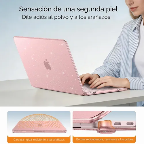 Vista 3 de EooCoo Funda para MacBook Neo de 13 pulgadas 2026, 100% color coincidente Blush brillante