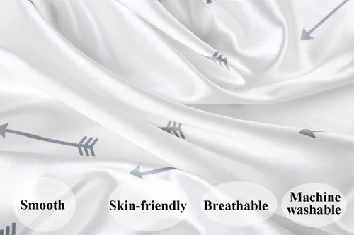 Vista 2 de Juego de sábanas de satén para moisés, paquete de 2 unidades para cabello y piel de bebé, flechas y estrellas Seda ultra suave para rectangular