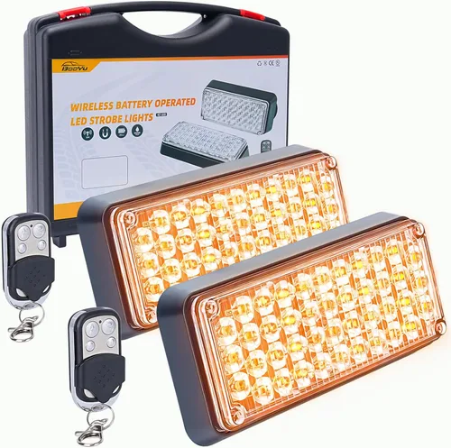 Vista 13 de Luz estroboscópica intermitente magnética ámbar/verde, controlador W, luces LED de seguridad recargables a pilas, barra de luz de advertencia de 2