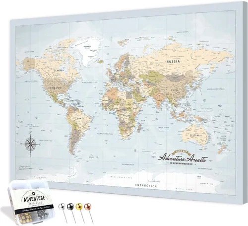 Vista 28 de IPIC - Lienzo con mapas de EE. UU. para decoración de pared, mapa con pin de empuje para marcar viajes, mapa de viaje impreso de EE. UU.