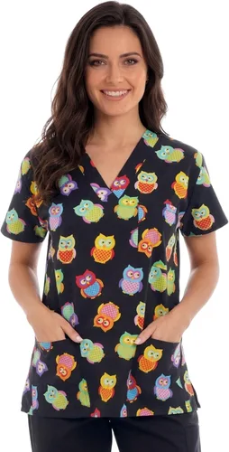 Vista 41 de Just Love - Tops de trabajo festivos para mujer Aqua - Luna y estrellas