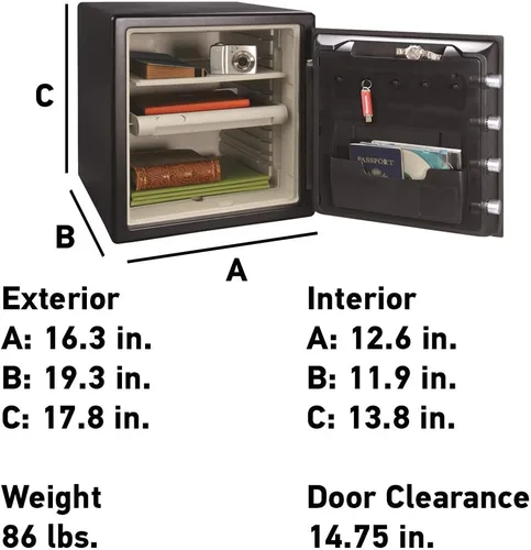 Vista 4 de SentrySafe Caja de seguridad contra incendios, caja de seguridad extra grande con clave, 1,23 pies cúbicos, SFW123CU